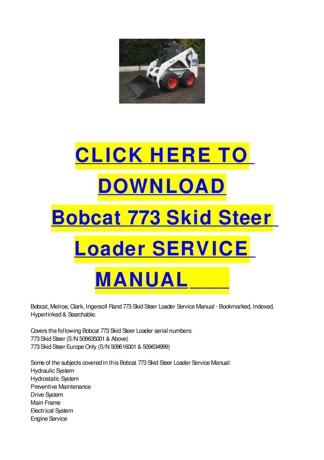 Bobcat 773 service manual download